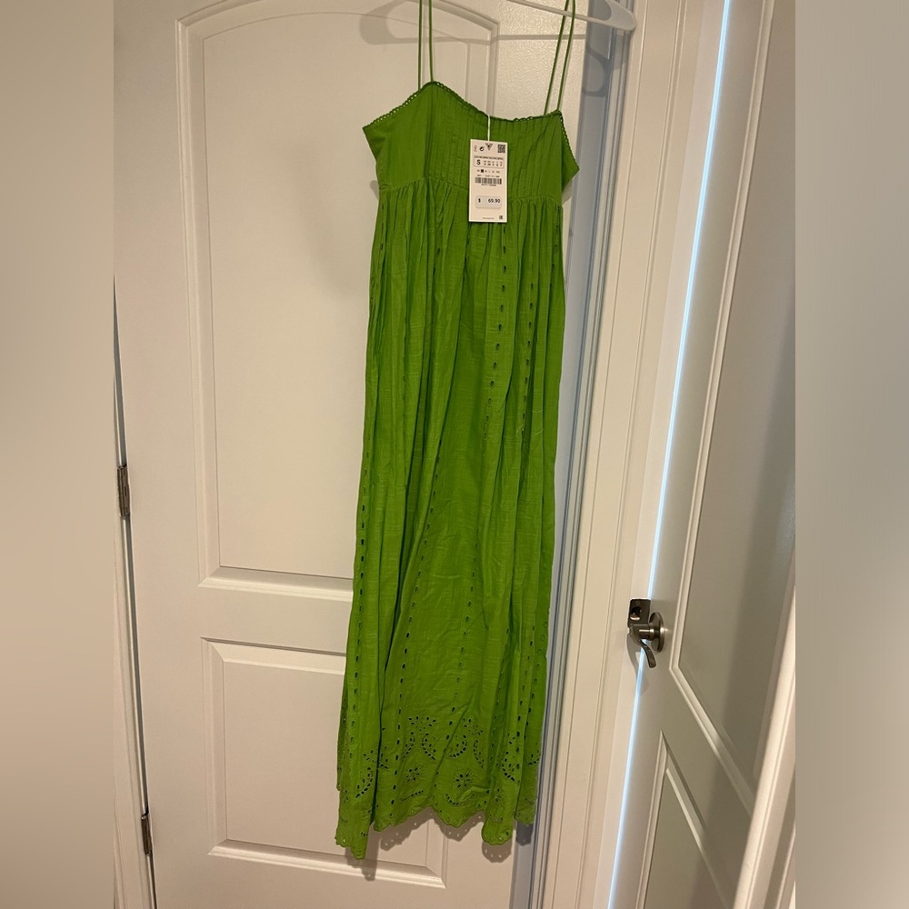 ZARA Openwork Embroidered Eyelet Sleeveless Maxi Dress S, brand new with tags!